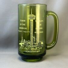 Vintage World’s Fair San Antonio Hemisphere ‘68 1968 Green Glass Beer Mug Stein picture