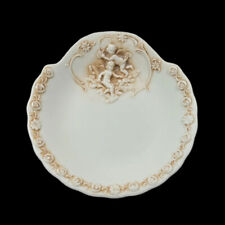 Vintage Stylebuilt Porcelain Gilded Footed Trinket Dish Exposed Angels & Flower picture