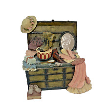 VTG Music Box Ladies Keepsake Trunk W/ rotating boots Tested, Works, See video picture