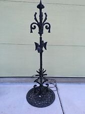 Antique Tall Hand Made Wrought Iron Ornate Victorian Floor Grate Lamp picture