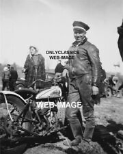 1930s INDIAN SPORT SCOUT V-TWIN MOTORCYCLE RACER MAN-LEATHERS PHOTO RACING CYCLE picture