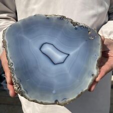 1550g Rare Natural Nice Blue Agate Quartz Slab Crystal Chalcedony Bandings picture