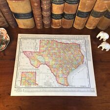 Large Original 1898 Antique Map TEXAS Austin Houston Plano Irving Laredo Lubbock picture