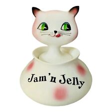 Vintage Holt Howard Pixieware Cat Jam Jelly Anthropomorphic Condiment Jar Japan picture