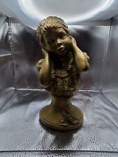 1971 Vintage Gold Pair, Saxophone Player And Girl Listening Statues picture
