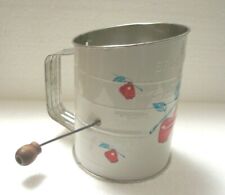 VINTAGE BROMWELL'S METAL 3-CUP FLOUR SIFTER - APPLE DESIGN 1930's picture