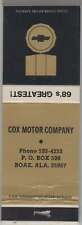 Matchbook Cover - 1968 Chevrolet Dealer -  Cox Motor Co Boaz, AL picture