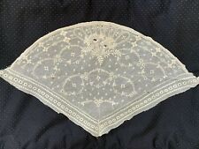 Gorgeous French 1860s Lace Bonnet - Hand embroidery on linon - Floral design picture