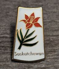 Saskatchewan Canada Province Western Red Lily Gold-Tone Souvenir Lapel Pin picture