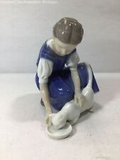 Vintage B&G Girl with Cat Figurine Denmark Porcelain *HAS CHIP* picture