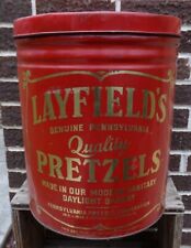 Large Vintage LAYFIELD'S Pretzel Sticks Advertising Tin Allentown, PA. picture