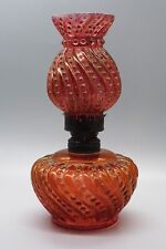 1880s Antique Cranberry Swirl Beaded Miniature OIL Lamp Smith 1 Fig 369 Hornet picture
