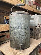 Large Antique A & W Tin 4 Gallon? Gasoline Motor Oil Can Dispenser w/ Spigot picture
