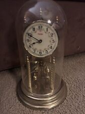 VINTAGE KUNDO, WEST GERMANY ANNIVERSARY CLOCK w GLASS DOME, 10.5 INCH, 400 DAY. picture