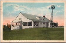 Freeport, Illinois Postcard FREEPORT COUNTRY CLUB Clubhouse / Windmill - 1919 picture