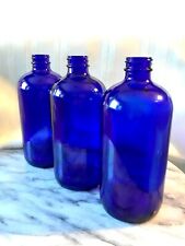 COBALT Bottle BOSTON ROUND Solid Blue Glass ~ Large 16oz APOTHECARY High Quality picture