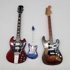 3 Mini Guitar Gibson AC DC Angus Young Stevie Ray Vaughan & Glass VTG picture