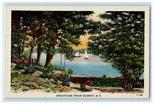 Greetings From Summit New York NY, Lake Sailboat View Postcard picture