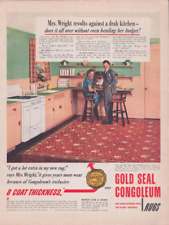 1940 Print Ad Gold Seal Congeleum Rugs 8 Coat Thickness Rheims No 537 Kitchen picture