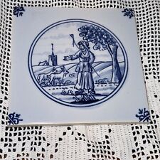 Holland Westraven White and Blue Delft Tile Shepherd  5
