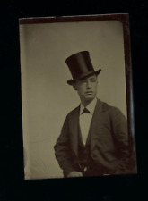 antique tintype photo handsome young man wearing top hat victorian 1800s photo picture