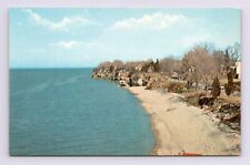 Catawba Peninsula Ohio OH Lake Erie Shore Line View Scenic Unposted Vtg Postcard picture