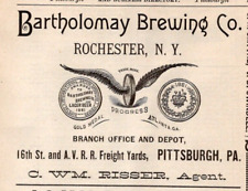1887 Bartholomay Brewing Co Rochester NY  PA State Gazetteer 3.25
