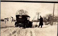 c1915 FORD MODEL T SNOW STORM TIRE CHAINS SHOVELS REAL PHOTO RPPC 39-147 picture