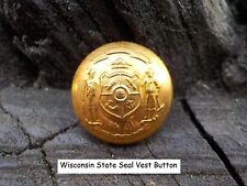 Old Rare Vintage Antique War Relic Wisconsin State Seal Vest Button picture