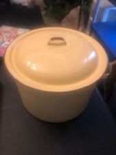 Vintage Enamel Yellow cookware Pot 11 inch with top enamelware picture