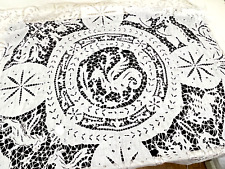 Dragons - Vintage Handmade Cantu Lace Embroidered Tablecloth - Shabby Chic YY881 picture