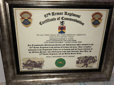 67TH ARMORED REGIMENT / COMMEMORATIVE - CERTIFICATE OF COMMENDATION picture