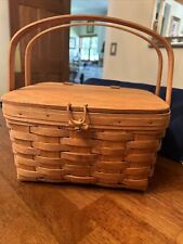 Longaberger Vintage 1992 Small Picnic Basket With Lid & Protector picture
