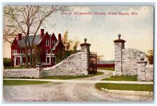1913 One Of The Beautiful Homes Entrance Grand Rapids Wisconsin WI Postcard picture