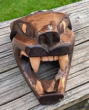 Aztec/Mayan MCM Hand Carved Jaguar Head~Unique/Cool Folk Art-Latin America OLD picture