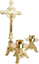 Regal Orthodox Catholic Christian Altar Crucifix and Candlestick Set for Church picture