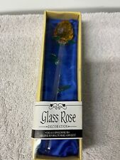 GREENBRIER INTERNATIONAL YELLOW GLASS ROSE NEW - BD picture