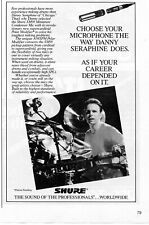 1989 small Print Ad of Shure Drum Microphones w Danny Seraphine of Chicago picture