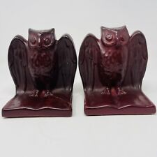 Van Briggle Owl Bookends Mulberry Glaze picture