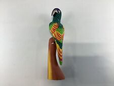 Multicolor Hand Carved Hand Painted Balsa Wood Vintage Parrot Figurine GUC picture
