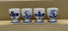 Vintage Delft White And Blue Egg Holders Made In Holland Hand Painted Lot Of 4 picture