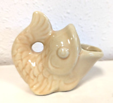 Vintage Shawnee Pottery USA Fish Dolphin Planter Yellow 3.5in mini vase 1940s picture