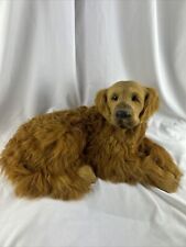 Vintage Golden Retriever Figurine 20” Real Goat Fur Wavy Red Hair Lifelike Dog picture