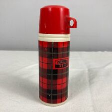 Vtg 1970s Avon RED PLAID THERMOS Sweet Honesty Glass Cologne Bottle Decanter picture
