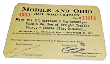 1931 MOBILE AND OHIO RAIL ROAD EMPLOYEE PASS #11614 picture