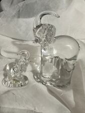 Vintage LEAD Crystal Elephant Mother And Baby picture