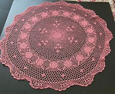 Vintage * Beautiful 40”  Round Table Topper / Doily. Appears handmade* Pink-Rose picture