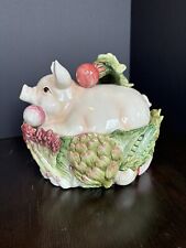 1980's Fitz & Floyd Classics French Market Pig Covered Dish 8 1/2