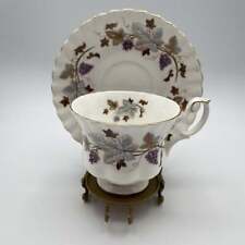 Vintage Royal Albert Tea Cup and Saucer with Grapes & Blue/Brown Leaves picture