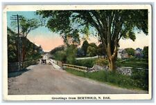 Berthold North Dakota Postcard Greetings Classic Car Bridge 1920 Vintage Antique picture